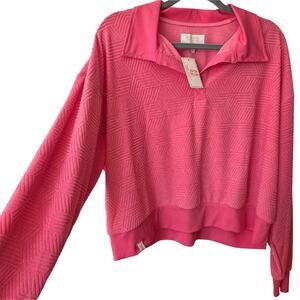 NWT Simply Southern Pink Textured Pullover | Collared Sweatshirt | XL
